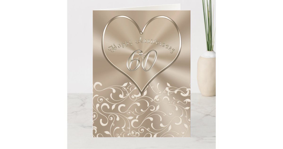 Happy 60th Anniversary Card Diamond, 2 Love Birds, Zazzle