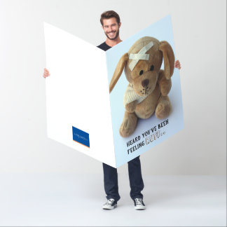 Big Cute Sick Teddy Dog Get Well postcard Card
