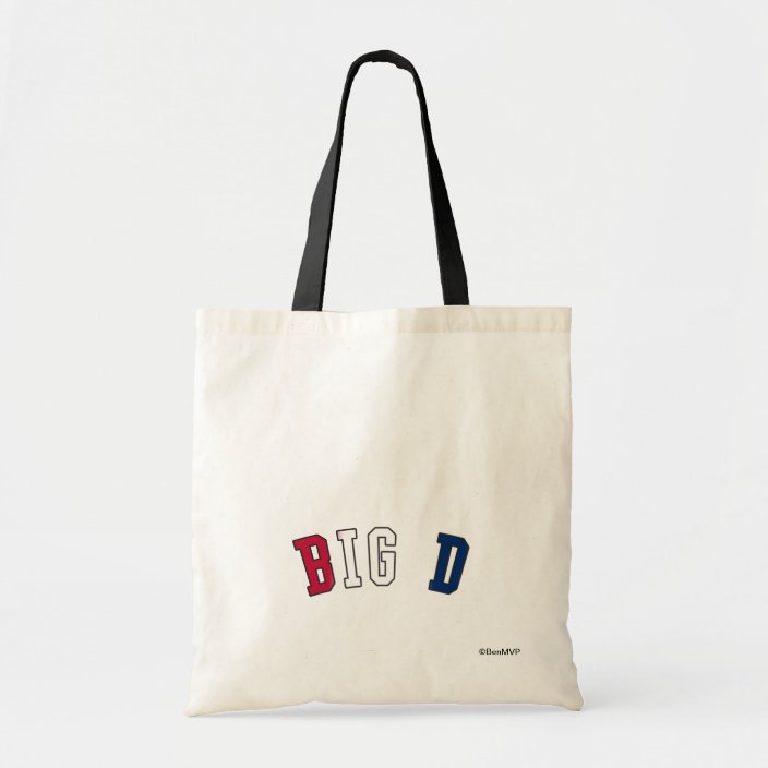 Big D in Texas State Flag Colors Bag