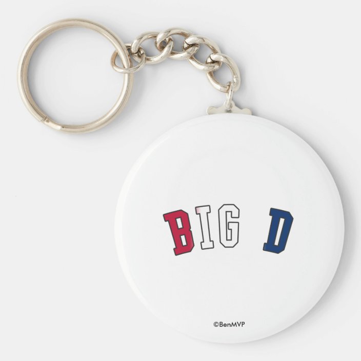 Big D in Texas State Flag Colors Key Chain