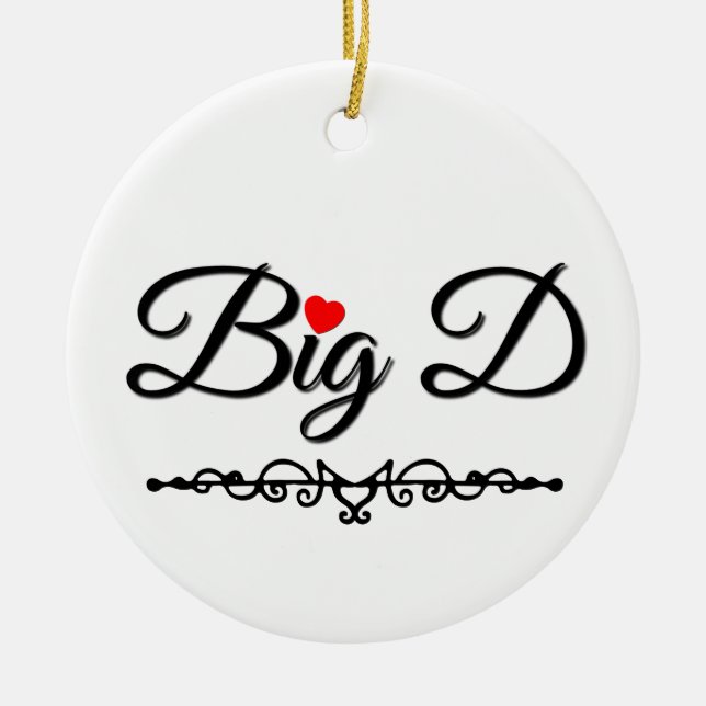 Big D with Red Heart Ceramic Ornament (Front)