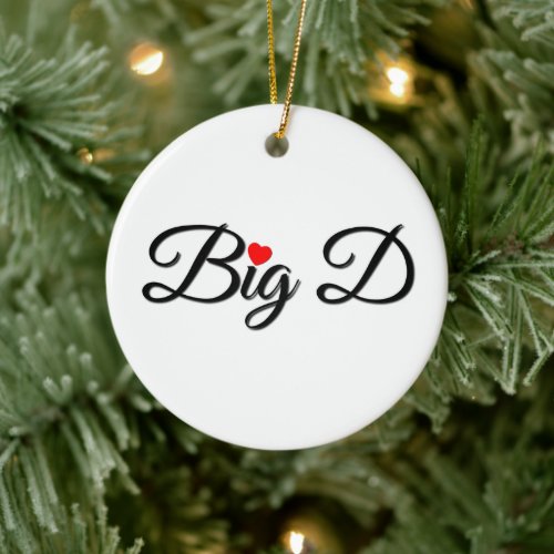 Big D with Red Heart Ceramic Ornament