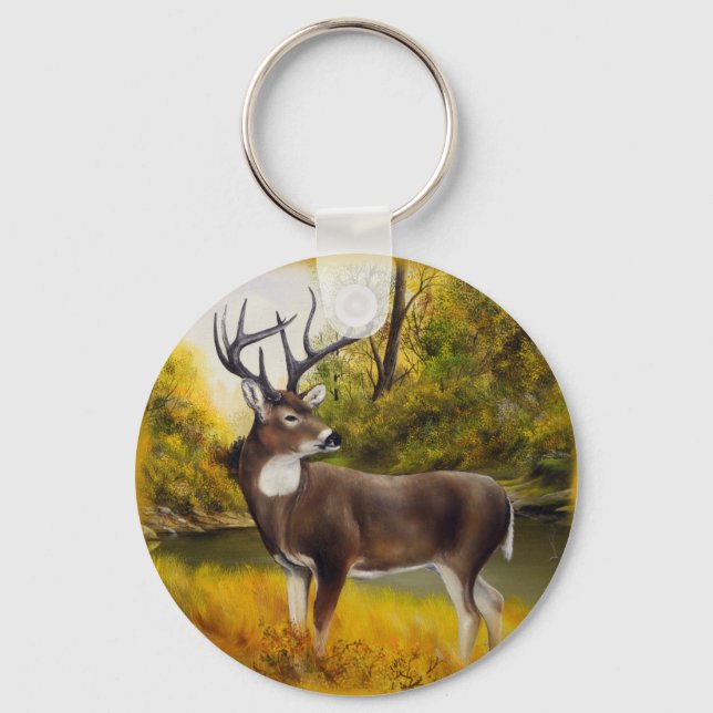 Big Daddy Deer standing in grove keychain (Front)