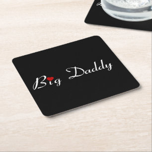 Big Daddy with Red Heart Square Paper Coaster