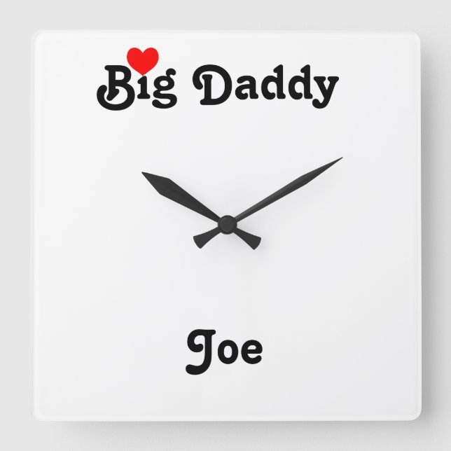 Big Daddy with Red Heart Square Wall Clock (Front)