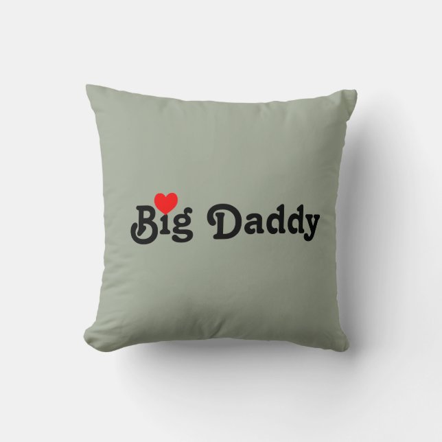 Big Daddy with Red Heart Throw Pillow (Front)