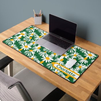 Big Daisy Flower Patterned Personalized Desk Mat by Ricaso_Designs at Zazzle