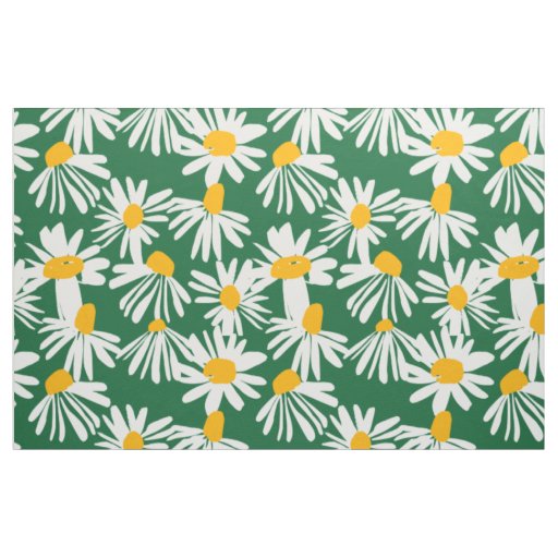 Big Daisy Green White Yellow Pattern Fabric