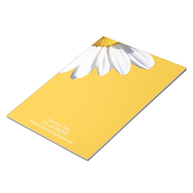 Big Daisy On Yellow Background Personalized Notepad (Angled)