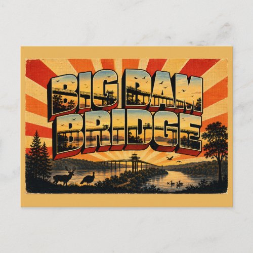 Big Dam Bridge Arkansas River Valley Art Postcard