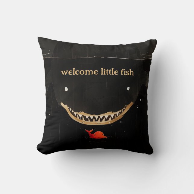Big Dark Shark Throw Pillow (Front)