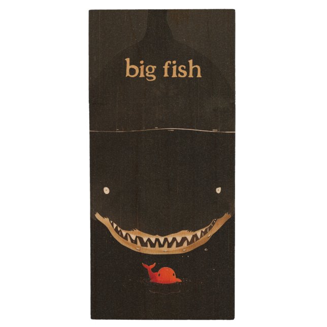 Big Dark Shark Wood Flash Drive (Front Vertical)