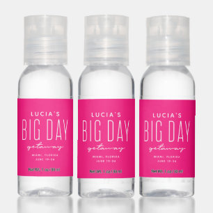 Big day getaway bachelorette party pink hand sanitizer