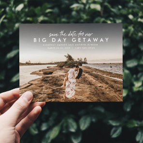 Big day getaway destination wedding save the date announcement postcard
