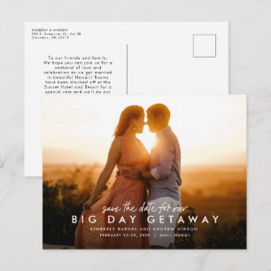 Big day getaway destination wedding save the date announcement postcard