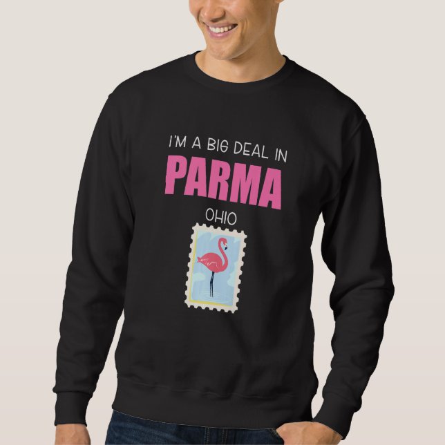Big Deal Sarcastic Pink Flamingo Parma Ohio Souven Sweatshirt (Front)