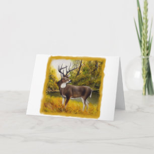 Big Deer standing in grove on customizable product Holiday Card