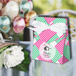 Big Derby Hat Lady Hot Pink Green Stripes Tent Favor Boxes