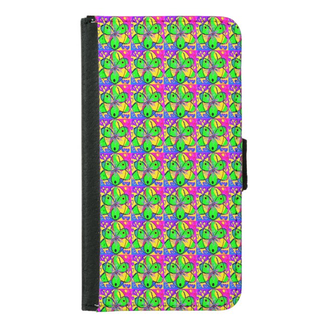 "BIG DESIGN GREEN BLUE RED MIXED COLOURS     SAMSUNG GALAXY WALLET CASE (Front)