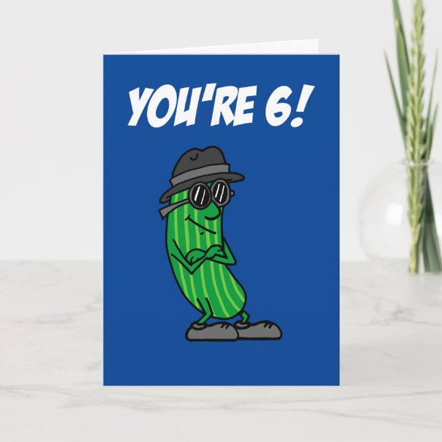 Big Dill 6th Birthday Pickle Pun Card (Front)