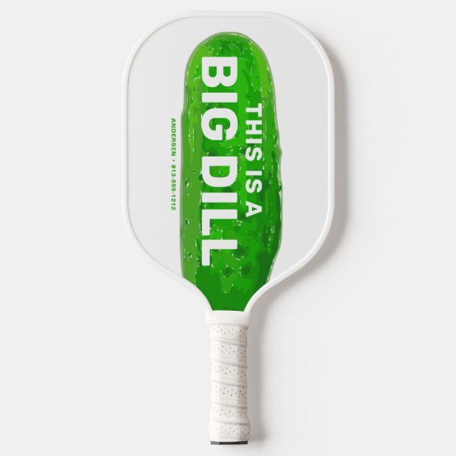 Big Dill Cartoon Funny Personalized  Pickleball Paddle (Front)