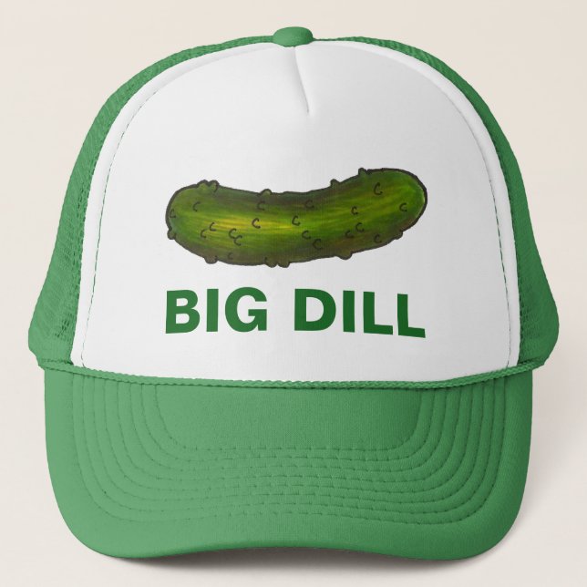 Big Dill (Deal) Green Pickles Crunchy Sour Pickle Trucker Hat (Front)