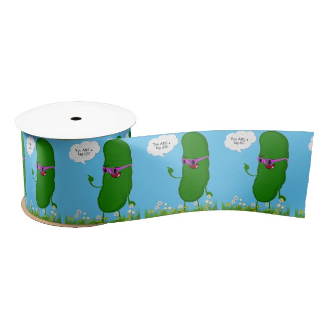 Big Dill Pickle Birthday Humor Satin Ribbon (Spool)
