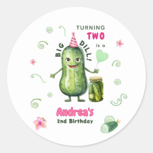 Big Dill Pickle Girl Birthday Any Age Classic Round Sticker