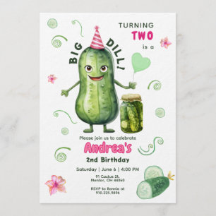 Big Dill Pickle Girl Birthday Any Age Invitation