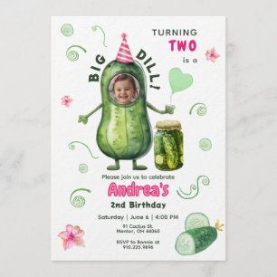 Big Dill Pickle Girl Birthday Any Age Photo  Invitation