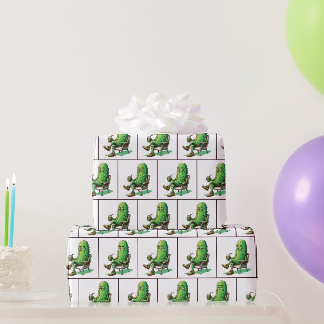 Big Dill Pickle In a Chair Wrapping Paper (Party Gifts)