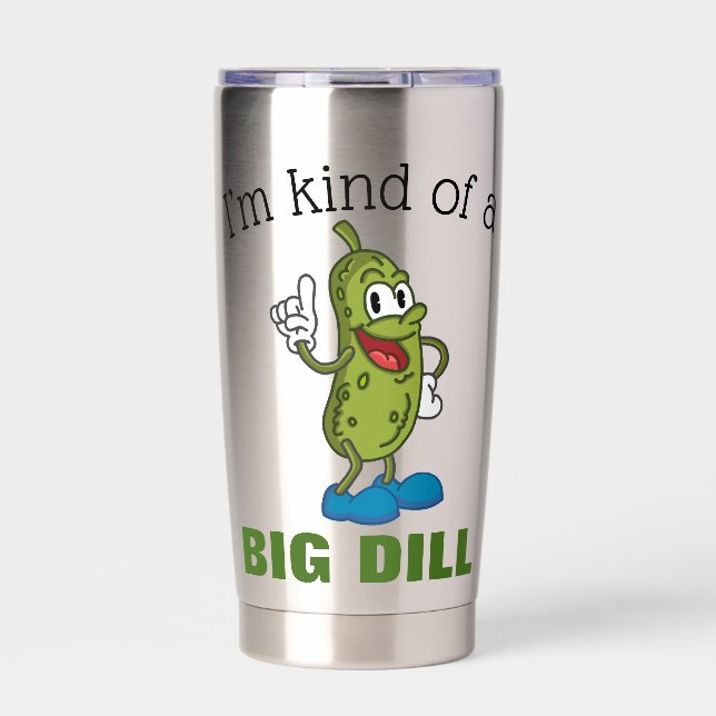Big Dill Pickle Pun Water Bottle Insulated Tumbler (Front)