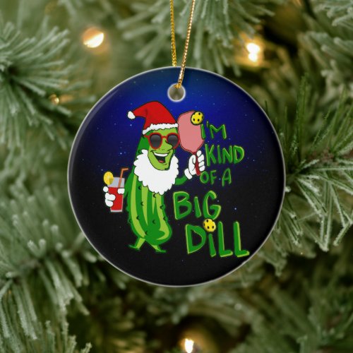 Big Dill PIckleball Santa Christmas Ceramic Ornament