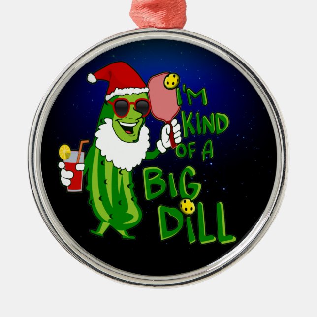 Big Dill PIckleball Santa Christmas Metal Ornament (Front)
