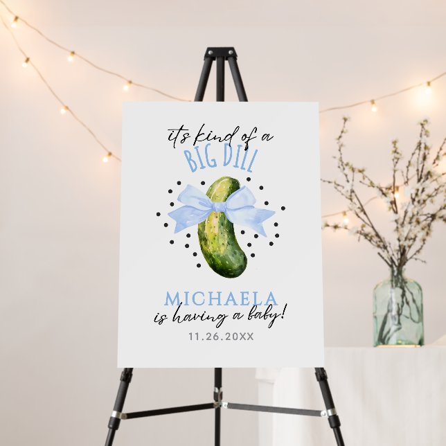 Big Dill Watercolor Coquette Pickle Baby Shower Foam Board (In Situ (Stand))