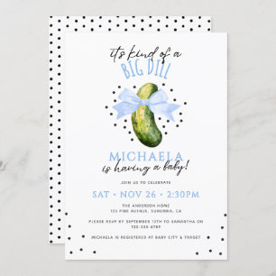 Big Dill Watercolor Coquette Pickle Baby Shower Invitation