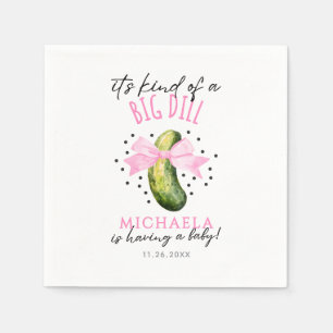 Big Dill Watercolor Coquette Pickle Baby Shower Napkins
