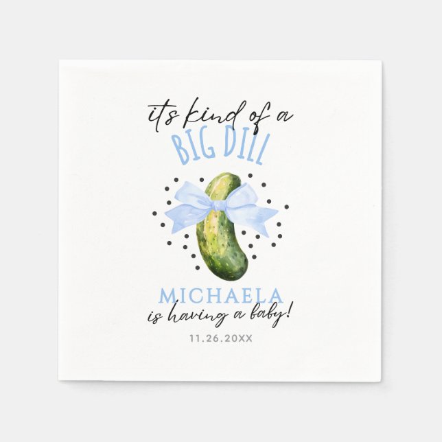 Big Dill Watercolor Coquette Pickle Baby Shower Napkins (Front)