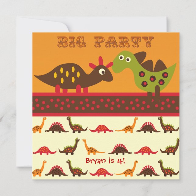 Big Dino Rock Party Dinosaur Birthday Invitations (Front)
