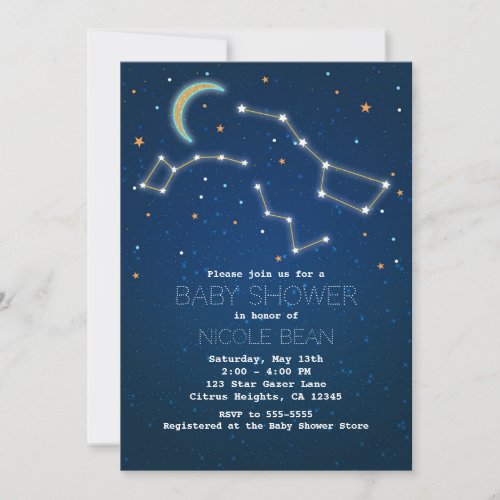 Big Dipper Star Gazing Constellation Baby Shower Invitation