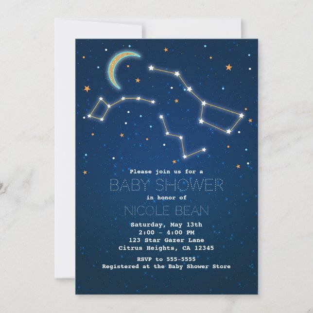Big Dipper Star Gazing Constellation Baby Shower Invitation (Front)