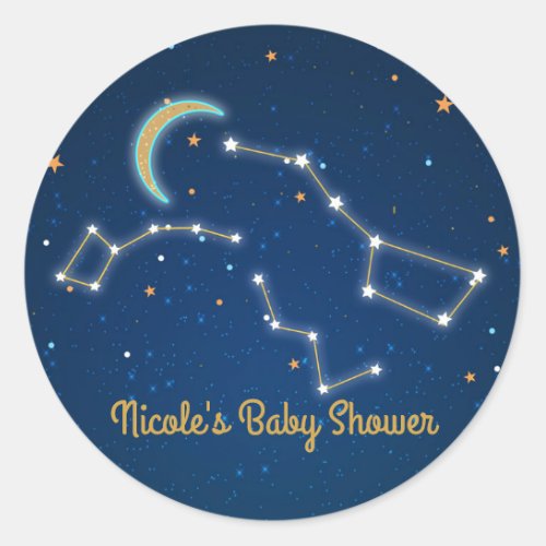 Big Dipper Star Gazing Constellation Celestial Classic Round Sticker