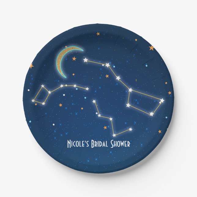Big Dipper Star Gazing Constellation Celestial Paper Plates (Front)