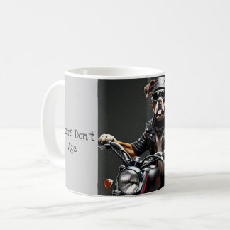 Big Dog on Motorcycle with Aging Sentiment Mug