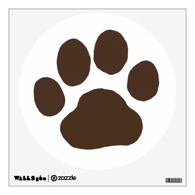 Big Dog Paw Print - Brown on White Wall Decal (Front)