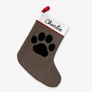 Big Dog Paw Print Cute Canine Lover's Holiday Small Christmas Stocking
