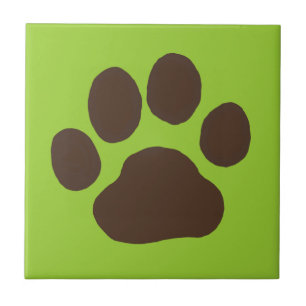 Big Dog Paw Print with Custom Background Color Ceramic Tile