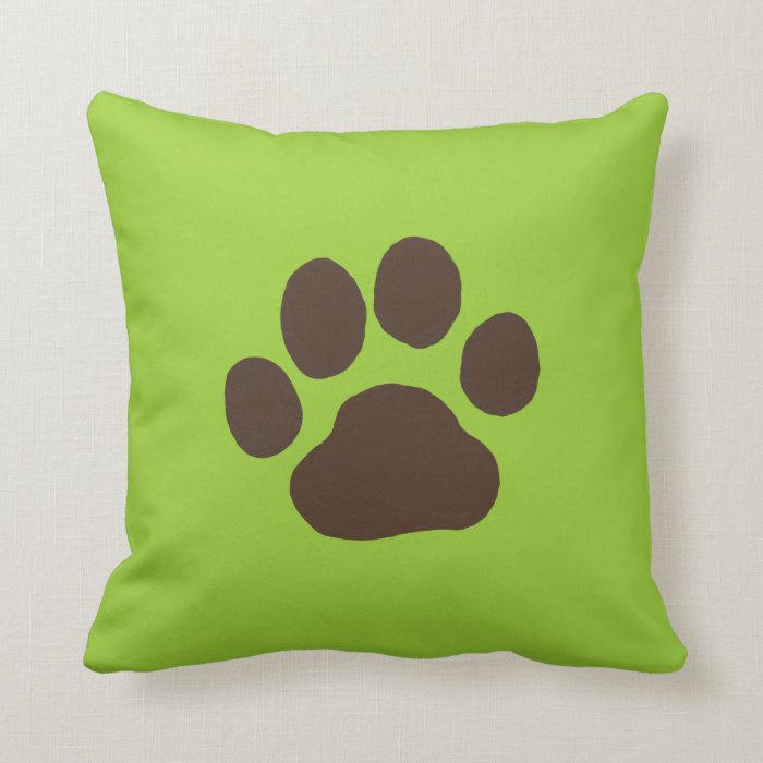 Big Dog Paw Print with Custom Background Color Pillows