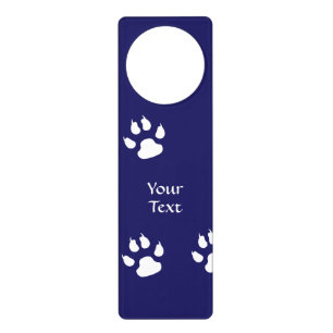 Big Dog Paw Prints on Blue Door Hanger