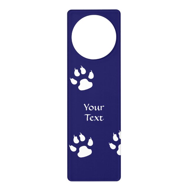 Big Dog Paw Prints on Blue Door Hanger (Front)